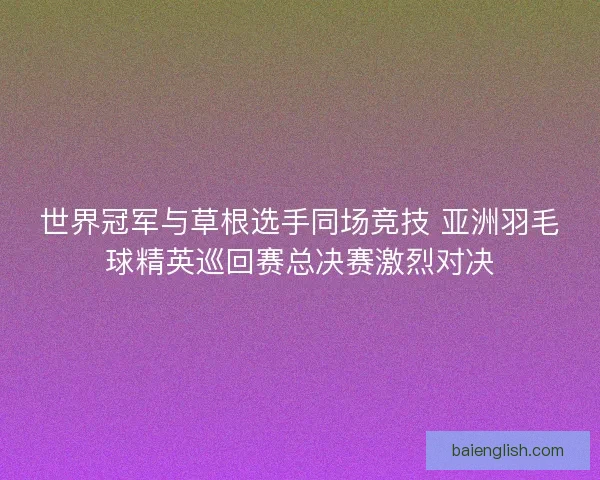 世界冠军与草根选手同场竞技 亚洲羽毛球精英巡回赛总决赛激烈对决
